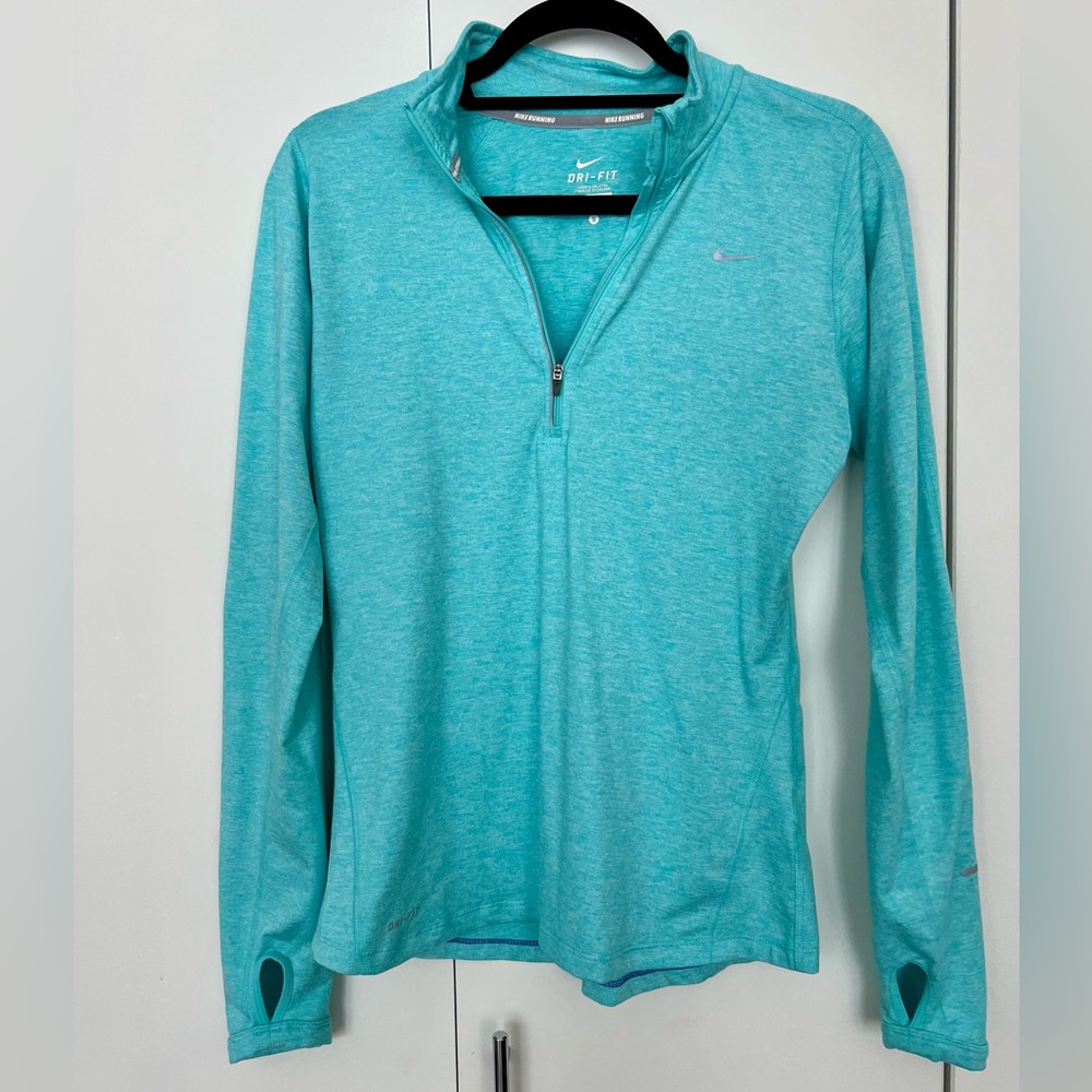 Nike Women's swift Dri-FIT 1/4 Zip Blue Long Sleeve Top